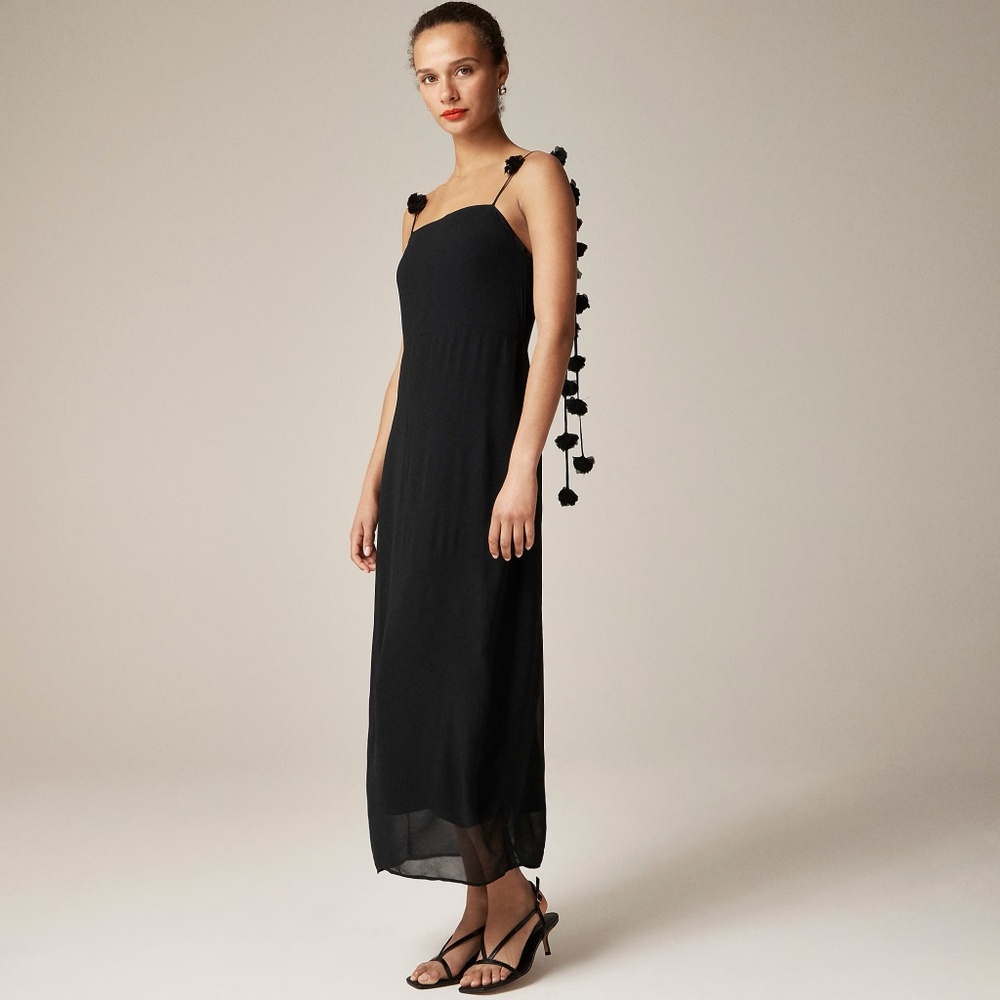 J. Crew Collection Rosette-strap Sheath Dress in Chiffon - Picture 1 of 16